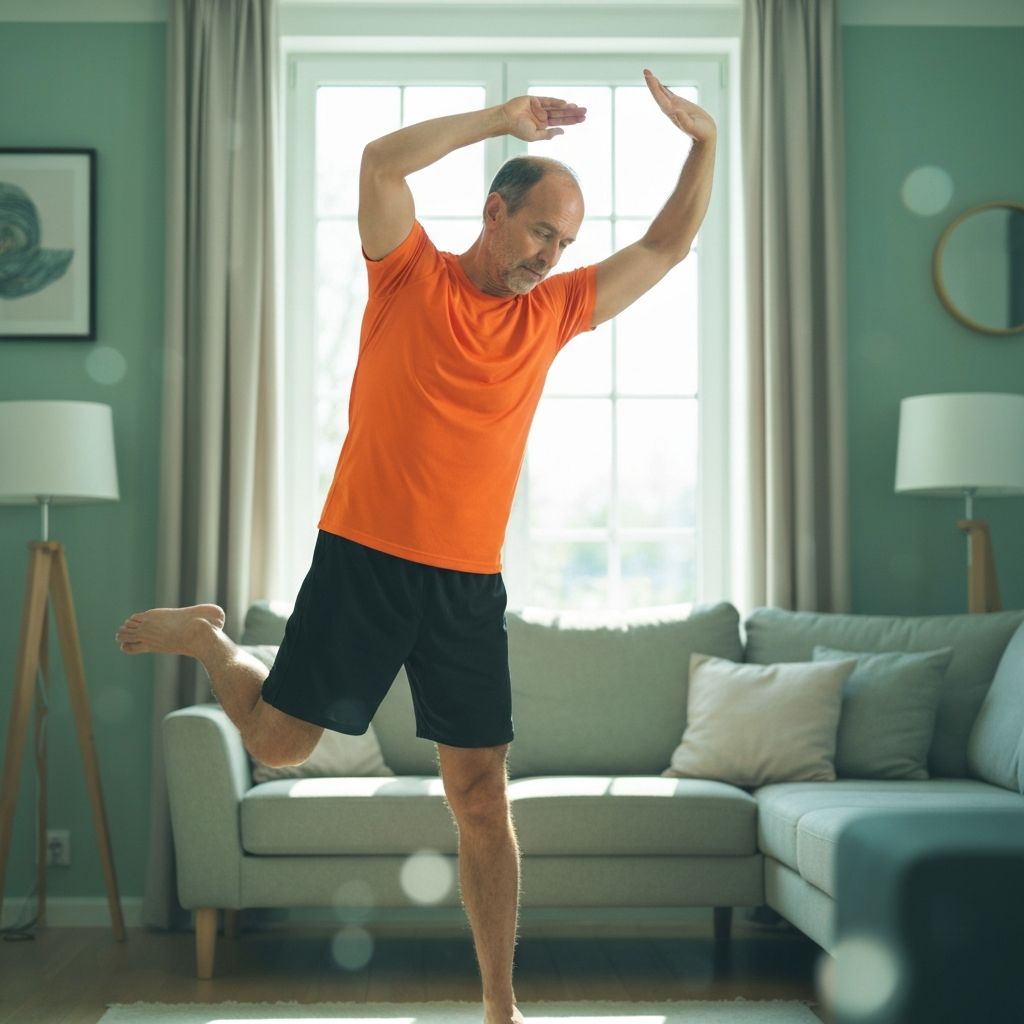 Person macht Bewegungsübungen zu Hause